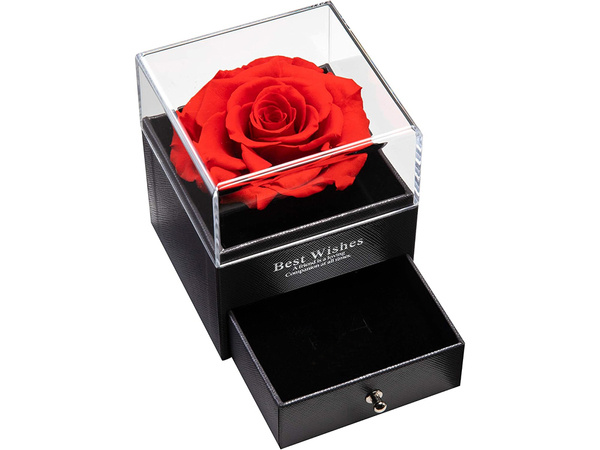 Everlasting rose in a box gift box jewellery necklace drawer