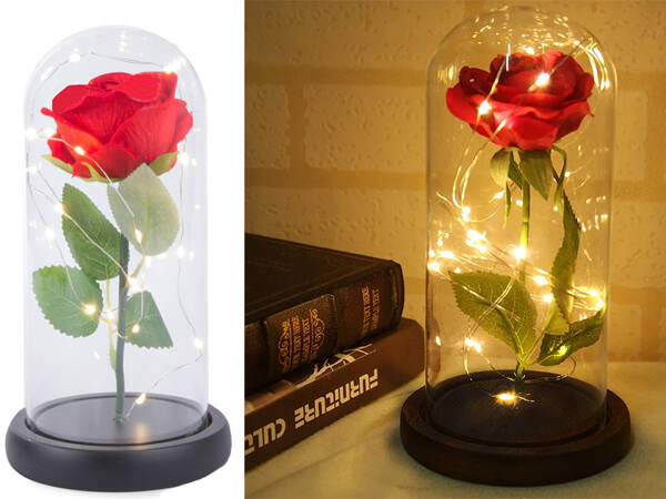 Everlasting rose in glass gift led luminous box