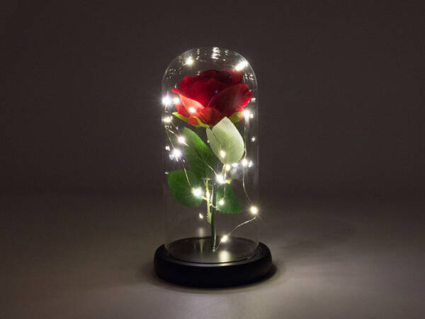 Everlasting rose in glass gift led luminous box