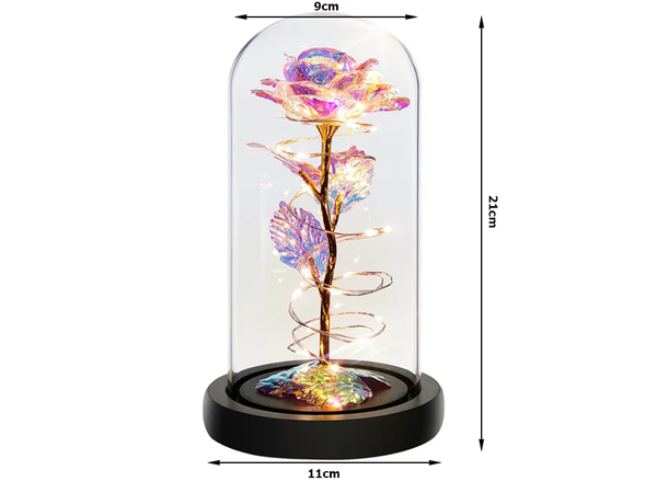 Everlasting rose in glass gift led luminous glass box for the occasion of women