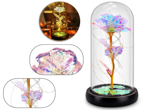 Everlasting rose in glass gift led luminous glass box for the occasion of women