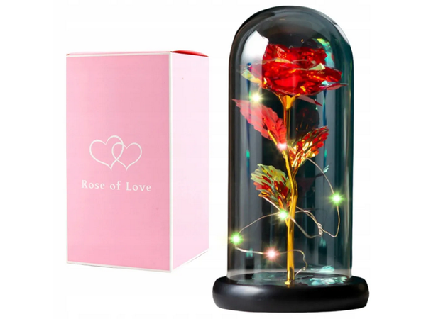 Everlasting rose in glass gift led rgb luminous red glass for the occasion