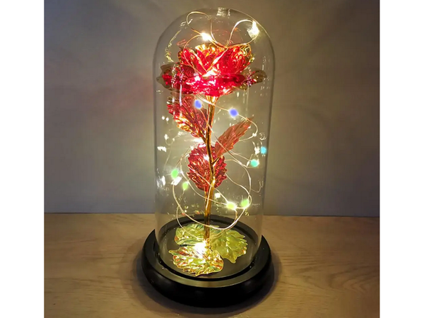 Everlasting rose in glass gift led rgb luminous red glass for the occasion