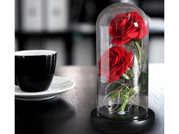 Everlasting rose in glass luminous led rgb gift for occasion for women red