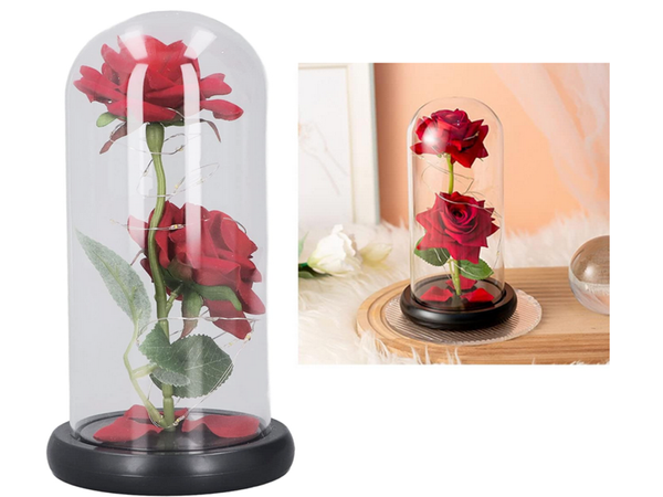 Everlasting rose in glass luminous led rgb gift for occasion for women red