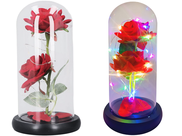 Everlasting rose in glass luminous led rgb gift for occasion for women red