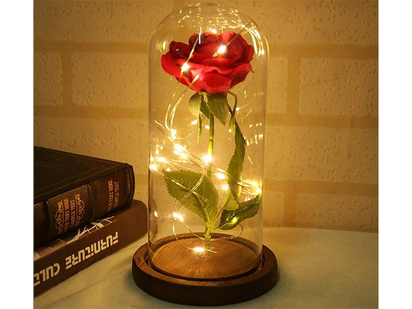 Everlasting rose in glass red led gift luminous for an occasion for women