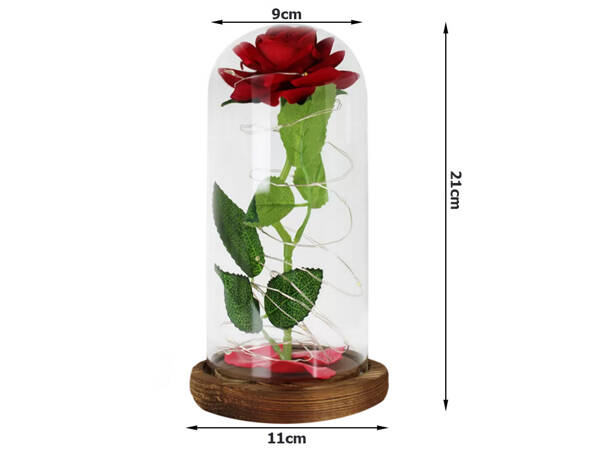 Everlasting rose in glass red led gift luminous for an occasion for women