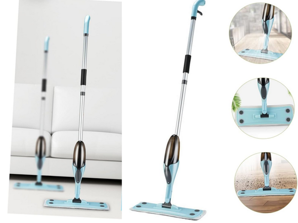 Flat mop with sprayer rolling solid spray 3x microfibra coats