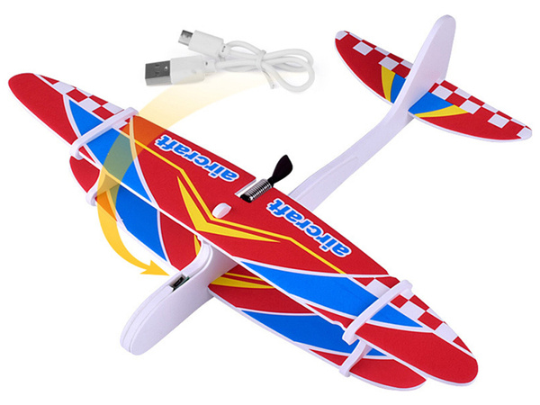 Flying foam polystyrene aeroplane usb led