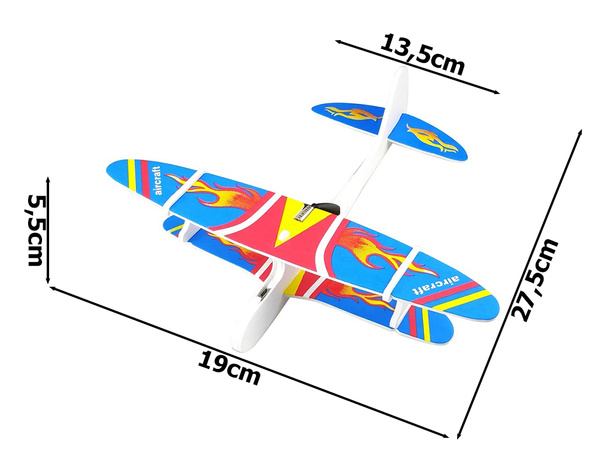 Flying foam polystyrene aeroplane usb led