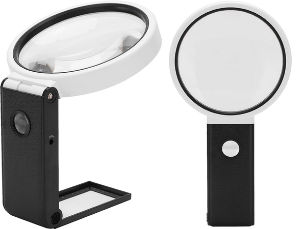 Folding jewellers magnifying glass 10x 25x 6 led 2 uv scale