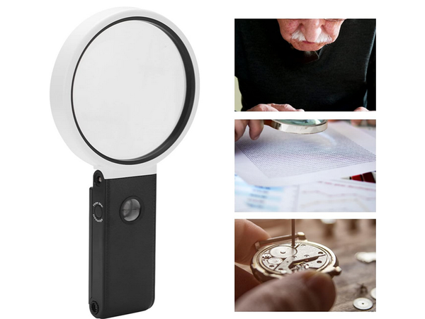 Folding jewellers magnifying glass 10x 25x 6 led 2 uv scale