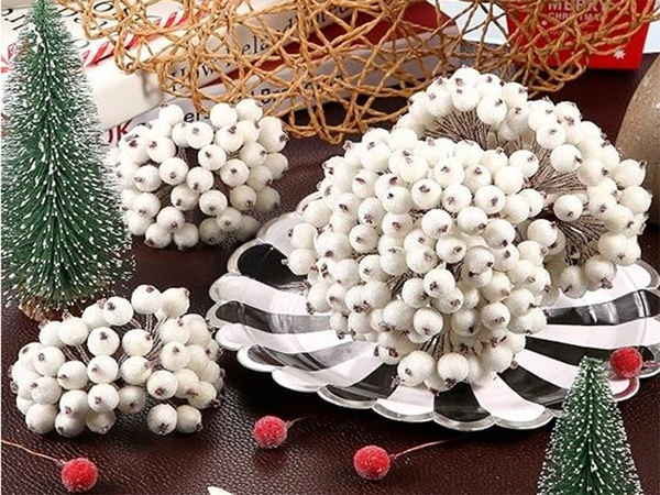 Frosted rowan white christmas decoration 5 pcs