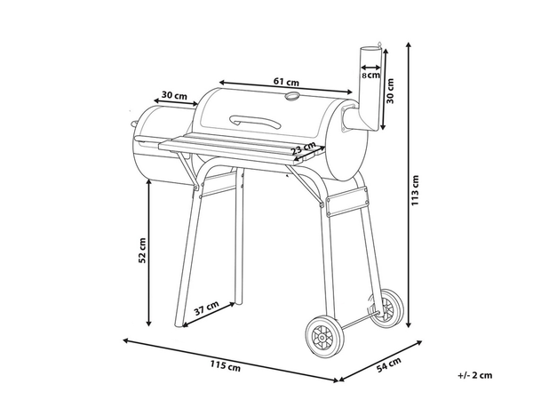 Garden grill large charcoal barrel bbq smoker with lid grate shelf wheels