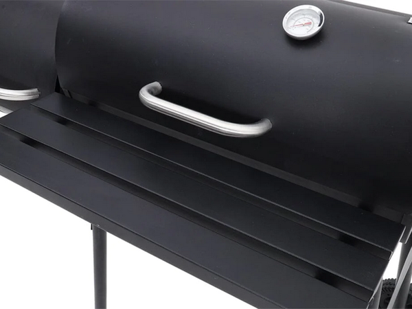 Garden grill large charcoal barrel bbq smoker with lid grate shelf wheels