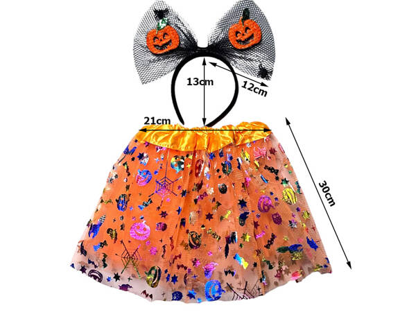 Halloween dress up costume tutu skirt pumpkin headband bow glowing