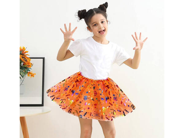 Halloween dress up costume tutu skirt pumpkin headband bow glowing