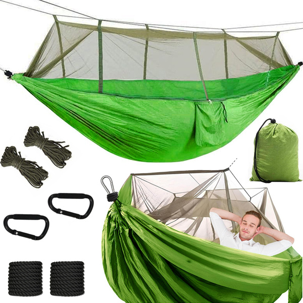 Hammock with mosquito net tourist camping hanging ropes bag lightweight cover