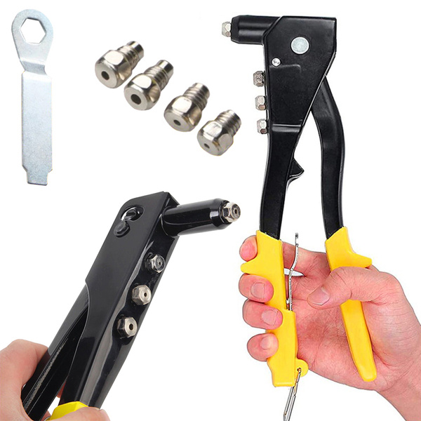 Hand riveting tool power rivet 4 ends