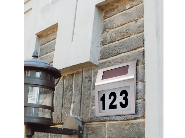 Illuminated house number solar led metal lamp