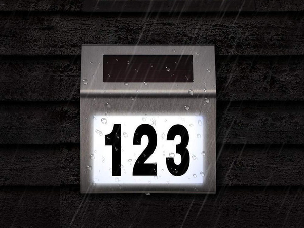 Illuminated house number solar led metal lamp