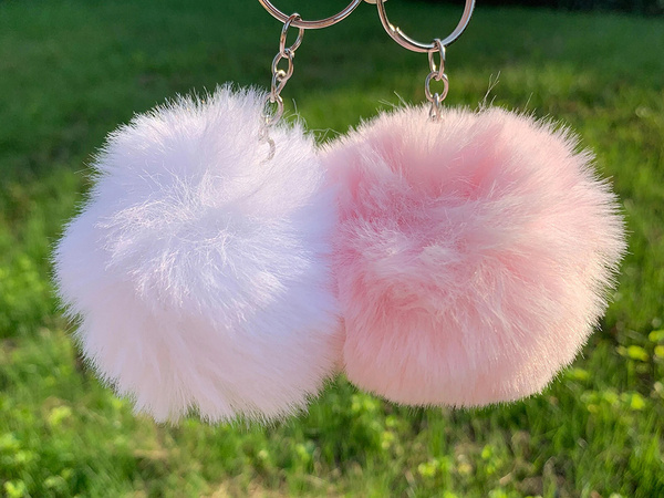 Key ring bag pompon furry