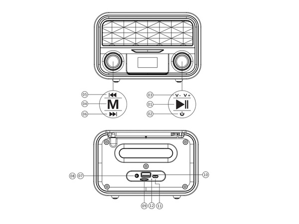 Kitchen radio fm speaker portable bluetooth aux