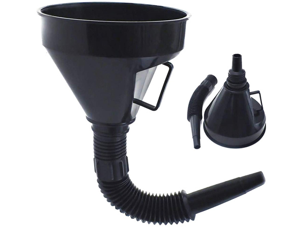 Large fuel funnel with strainer for tank oil