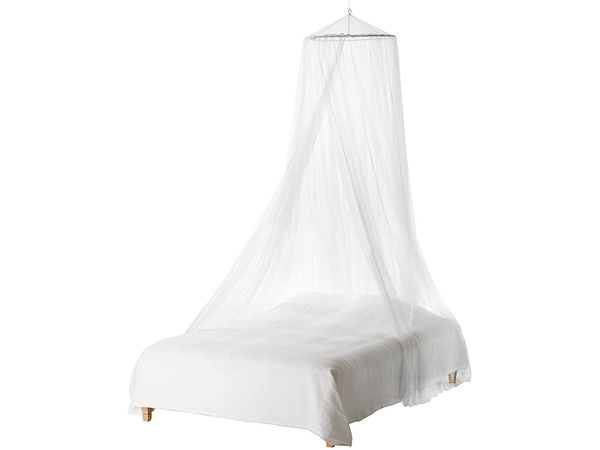 Large mosquito net canopy over bed insect net
