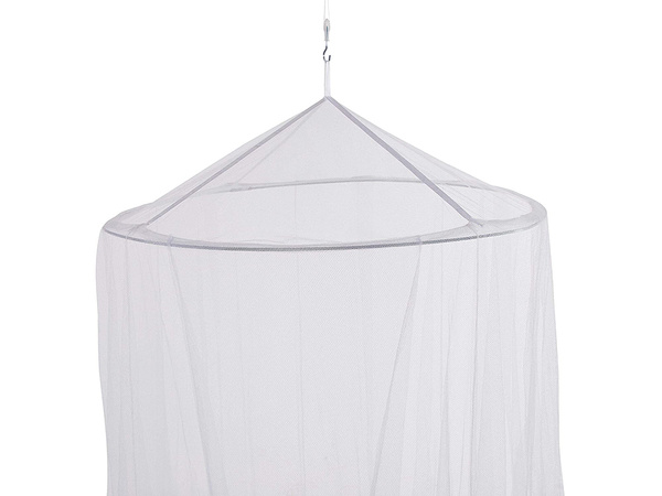 Large mosquito net canopy over bed insect net