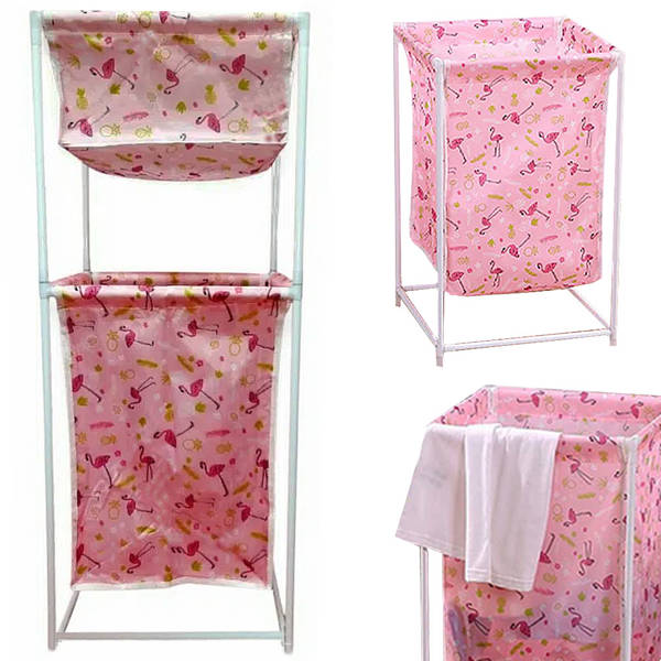 Laundry basket double shelf linen clothes basket