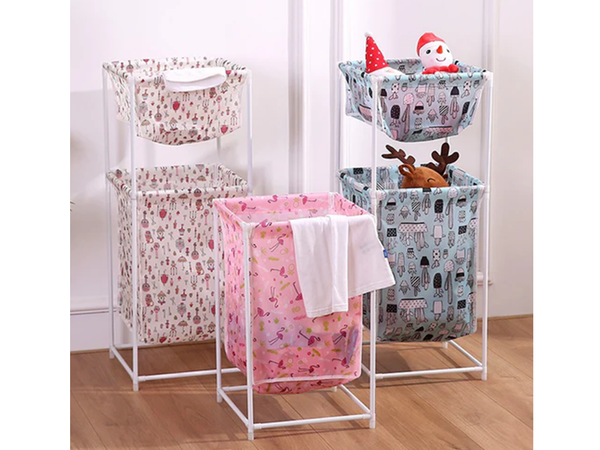 Laundry basket double shelf linen clothes basket