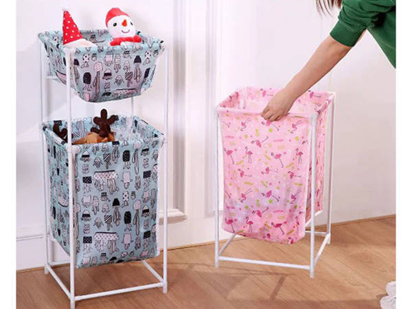 Laundry basket double shelf linen clothes basket