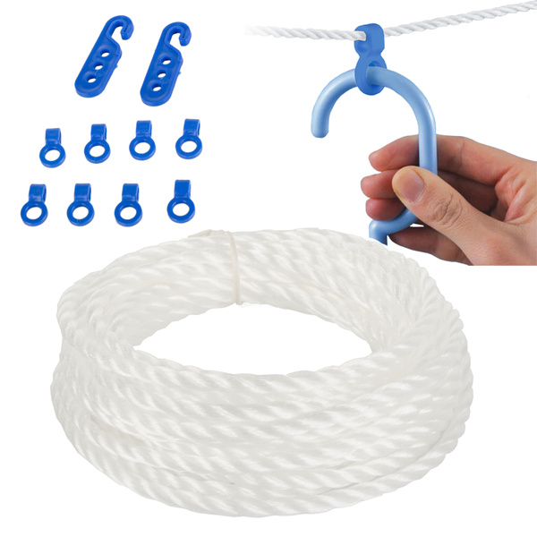 Laundry line rope hooks