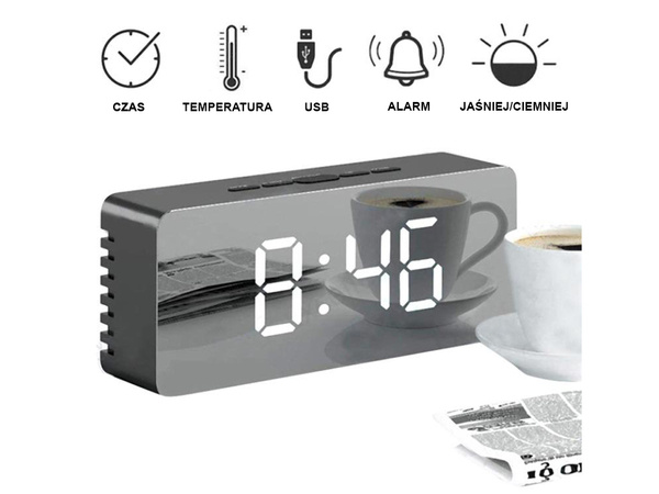 Led alarm clock led timer led mirror alarm date 4in1