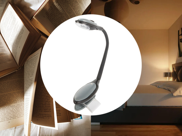 Led clip-on book reading light flexible