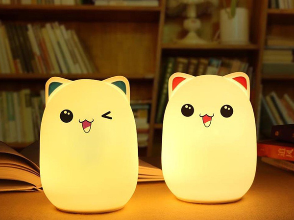 Led night light for kids rgb cat touch