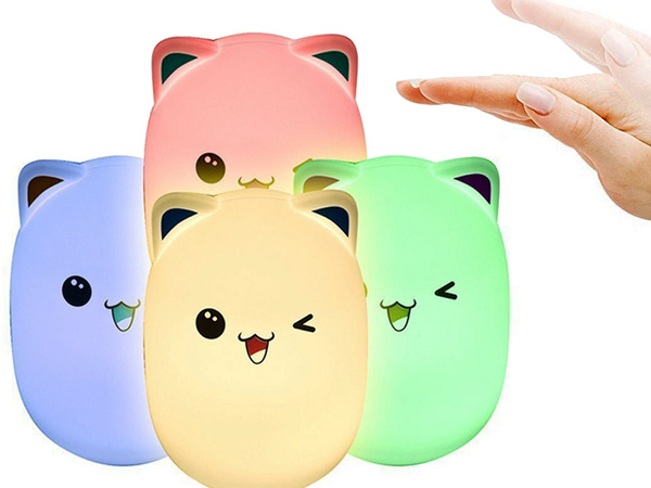 Led night light for kids rgb cat touch