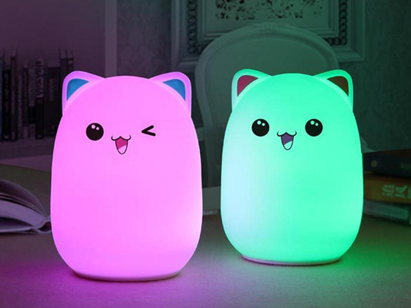 Led night light for kids rgb cat touch