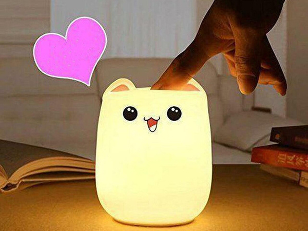 Led night light for kids rgb cat touch