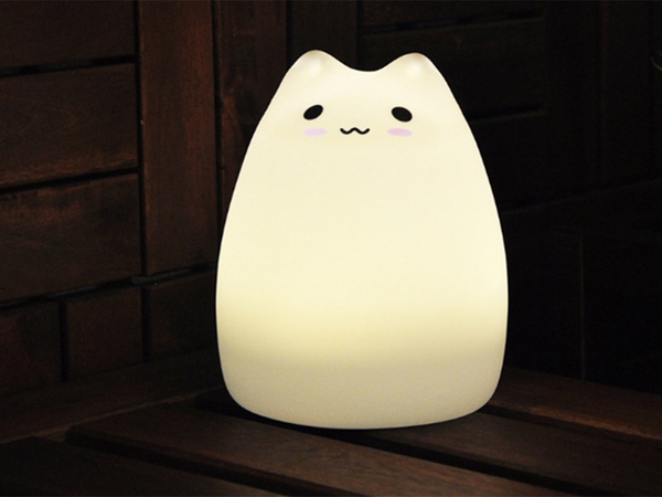 Led night light for kids rgb cat touch silicone