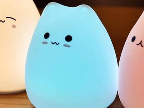 Led night light for kids rgb cat touch silicone