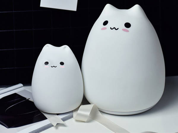 Led night light for kids rgb cat touch silicone