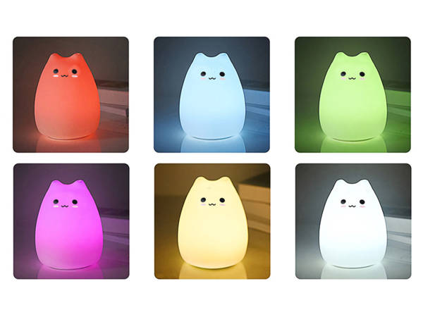 Led night light for kids rgb cat touch silicone