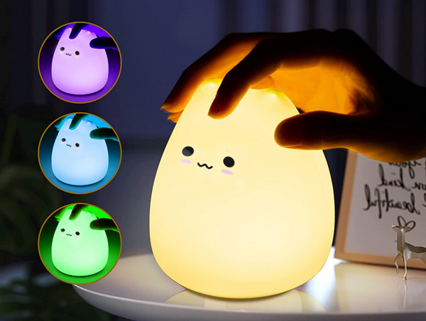 Led night light for kids rgb cat touch silicone