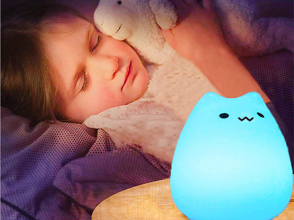 Led night light for kids rgb cat touch silicone