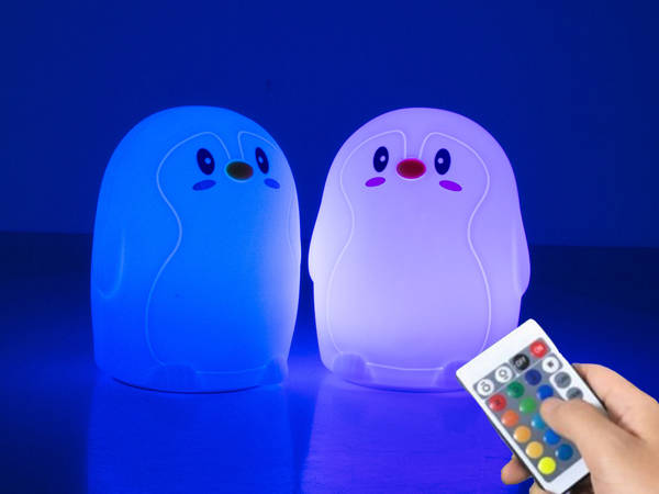 Led penguin rgb remote control usb night light for kids