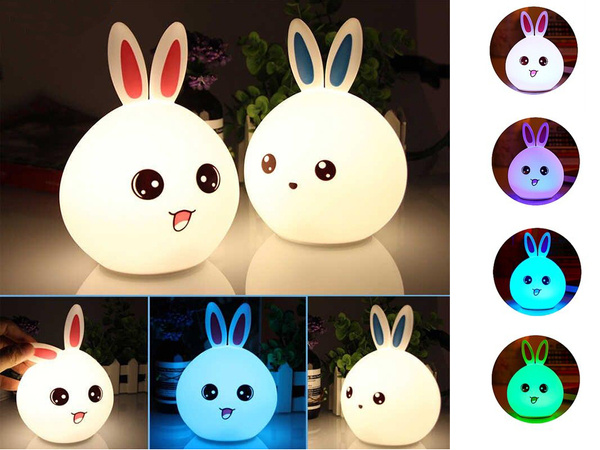 Led rabbit remote control rgb usb night light for kids