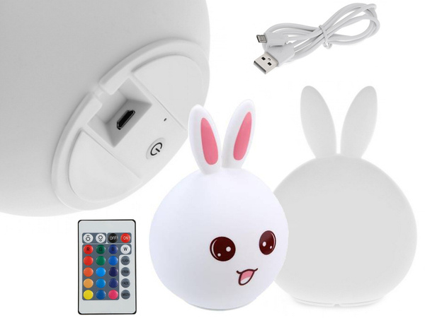 Led rabbit remote control rgb usb night light for kids